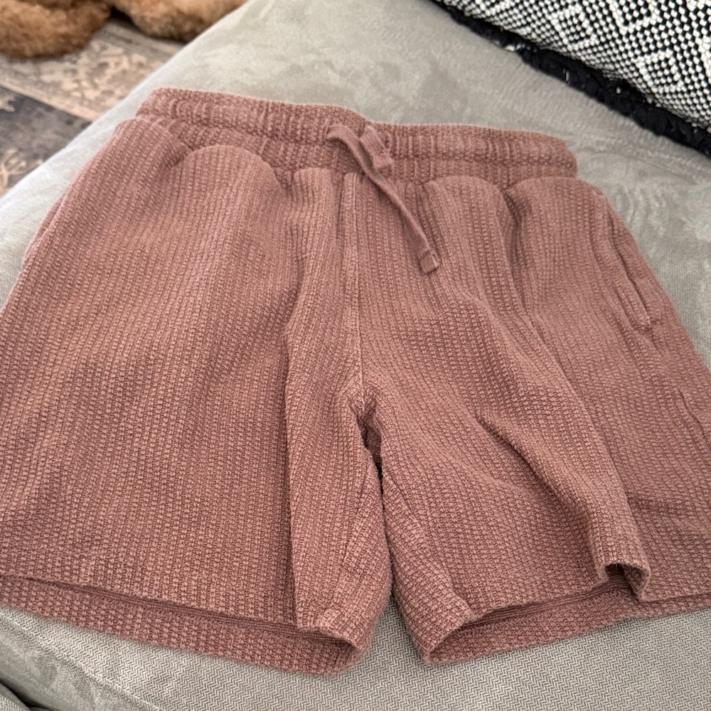 H&M kids Textured Waffle Knit Lounge Shorts — Dusty Rose